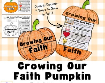 Pumpkin Fall Bible Craft for Kids | Sunday School Printable Activity | Grow Your Faith Christian Lesson | Thanksgiving Church Craft