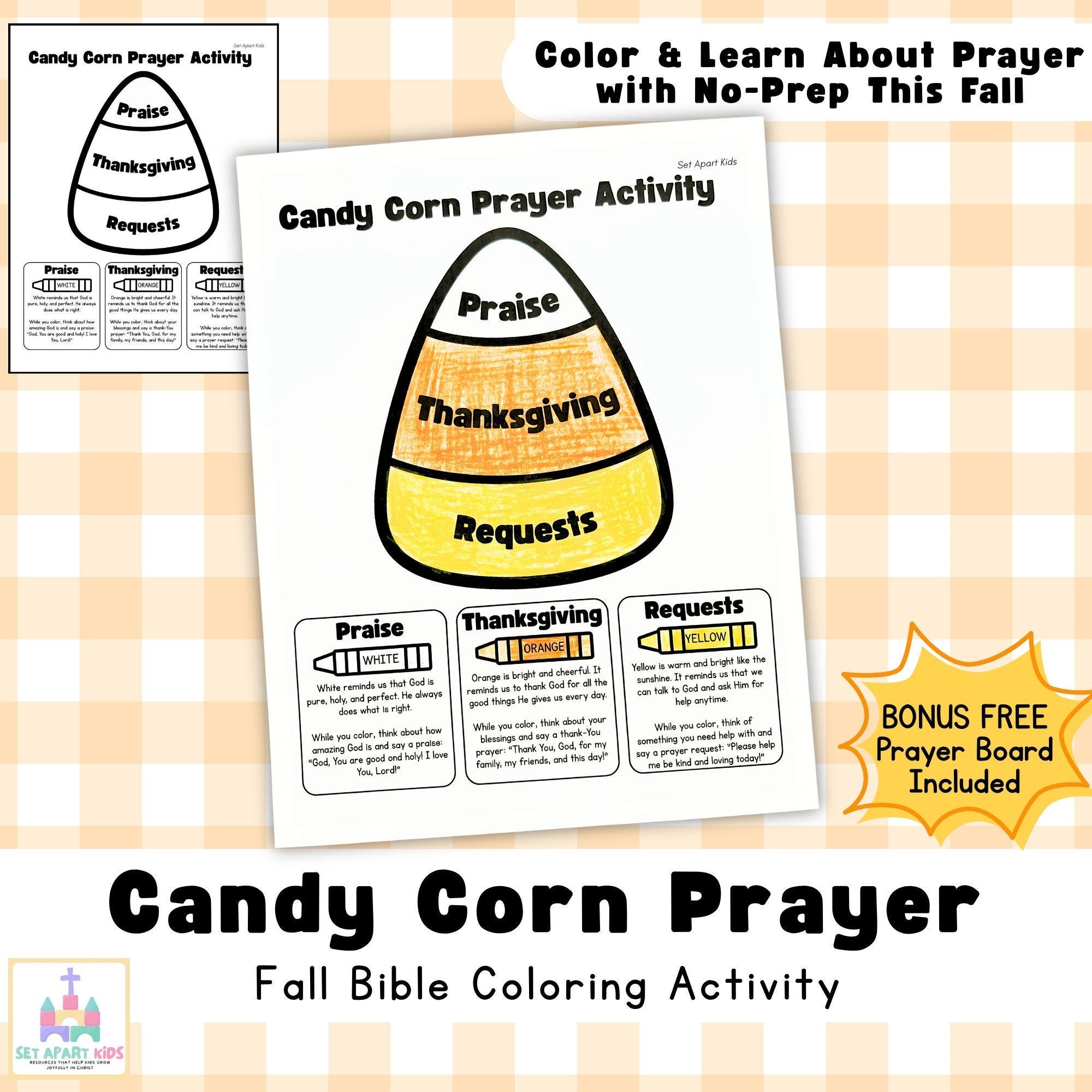 Fall Candy Corn Guided Coloring Prayer Activity for Kids Sunday…