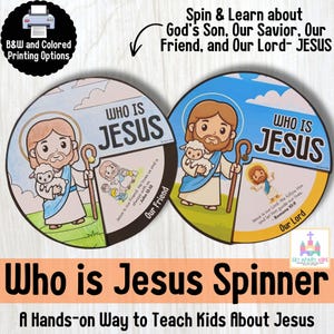 Who is Jesus Bible Craft for Kids – Christian Sunday School Spinner Activity | Father Son & Holy Spirit Printable