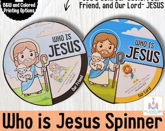 Who is Jesus Bible Craft for Kids – Christian Sunday School Spinner Activity | Father Son & Holy Spirit Printable