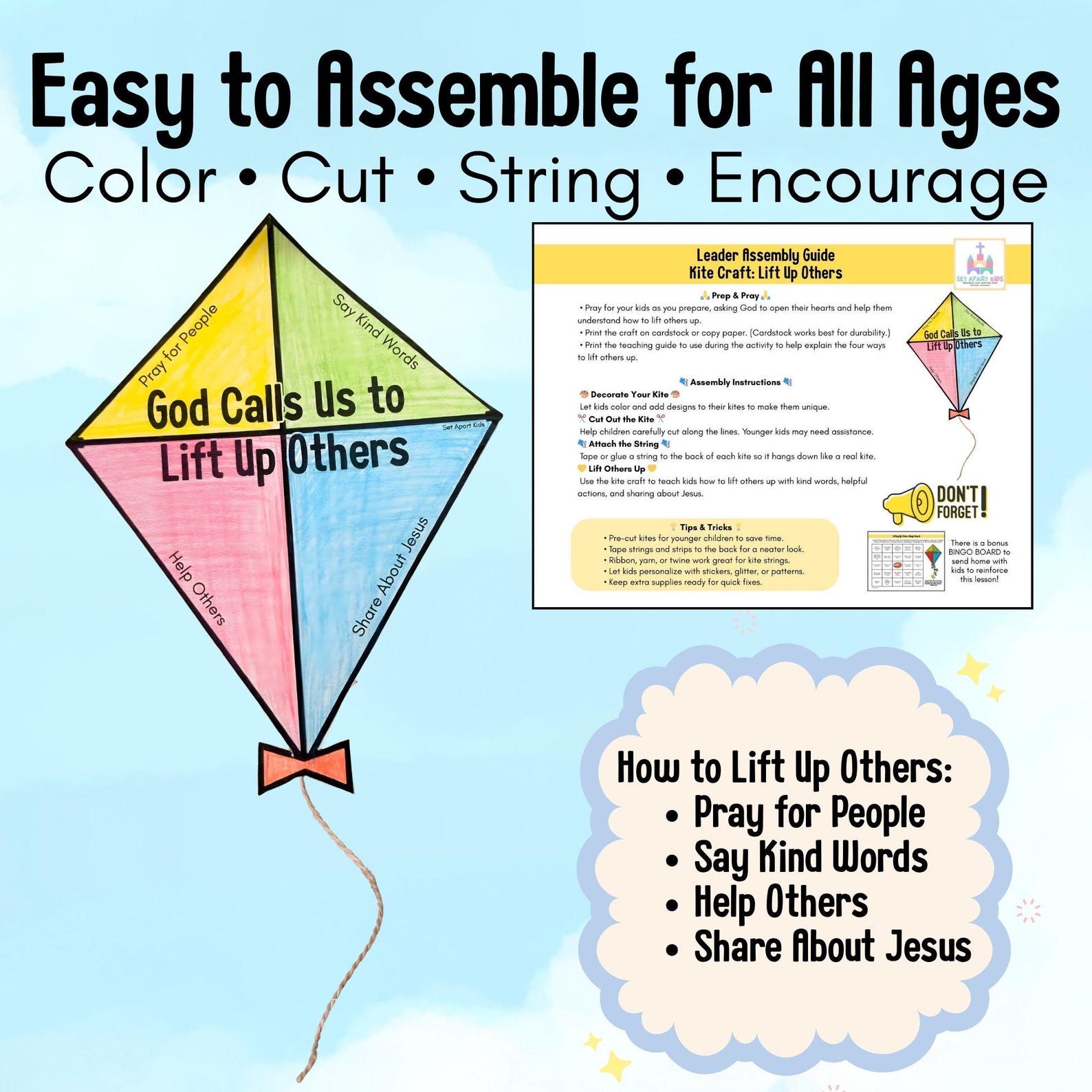 Lift up Others Kite Craft | Spring & Summer Christian Craft for Kids ...