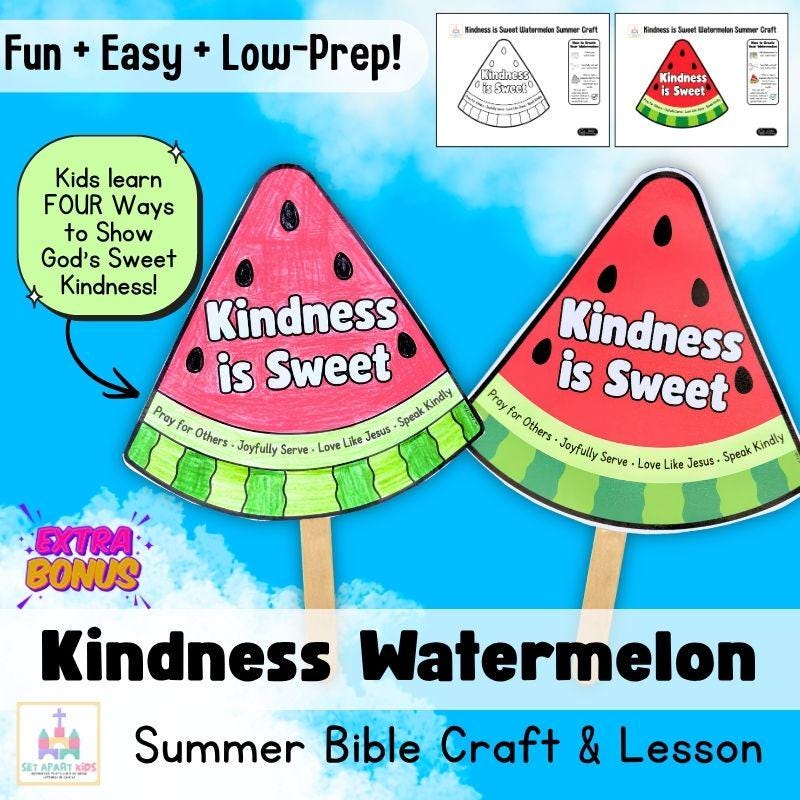 39 Fun Watermelon Crafts for Kids to Break Summer Boredom 16 Summer Bible Craft for Kids Kindness Watermelon Sunday School Craft…