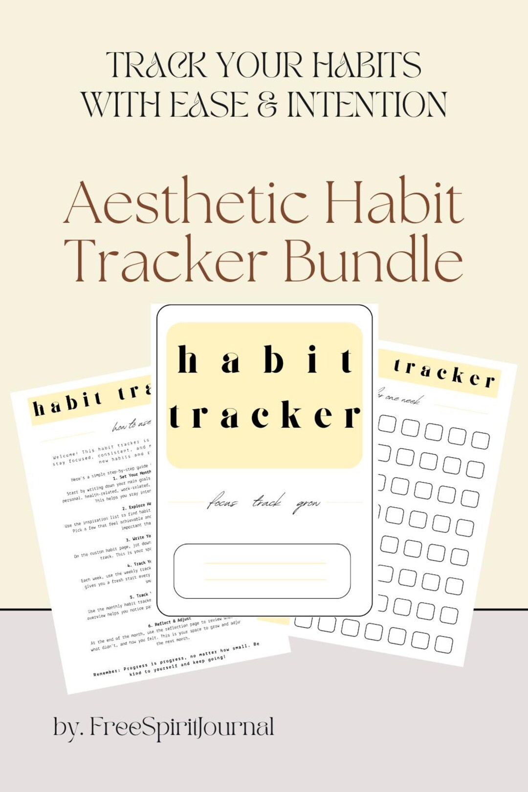 Minimalist Habit Tracker PDF – Vanilla Beige Edition, Monthly & Weekly ...