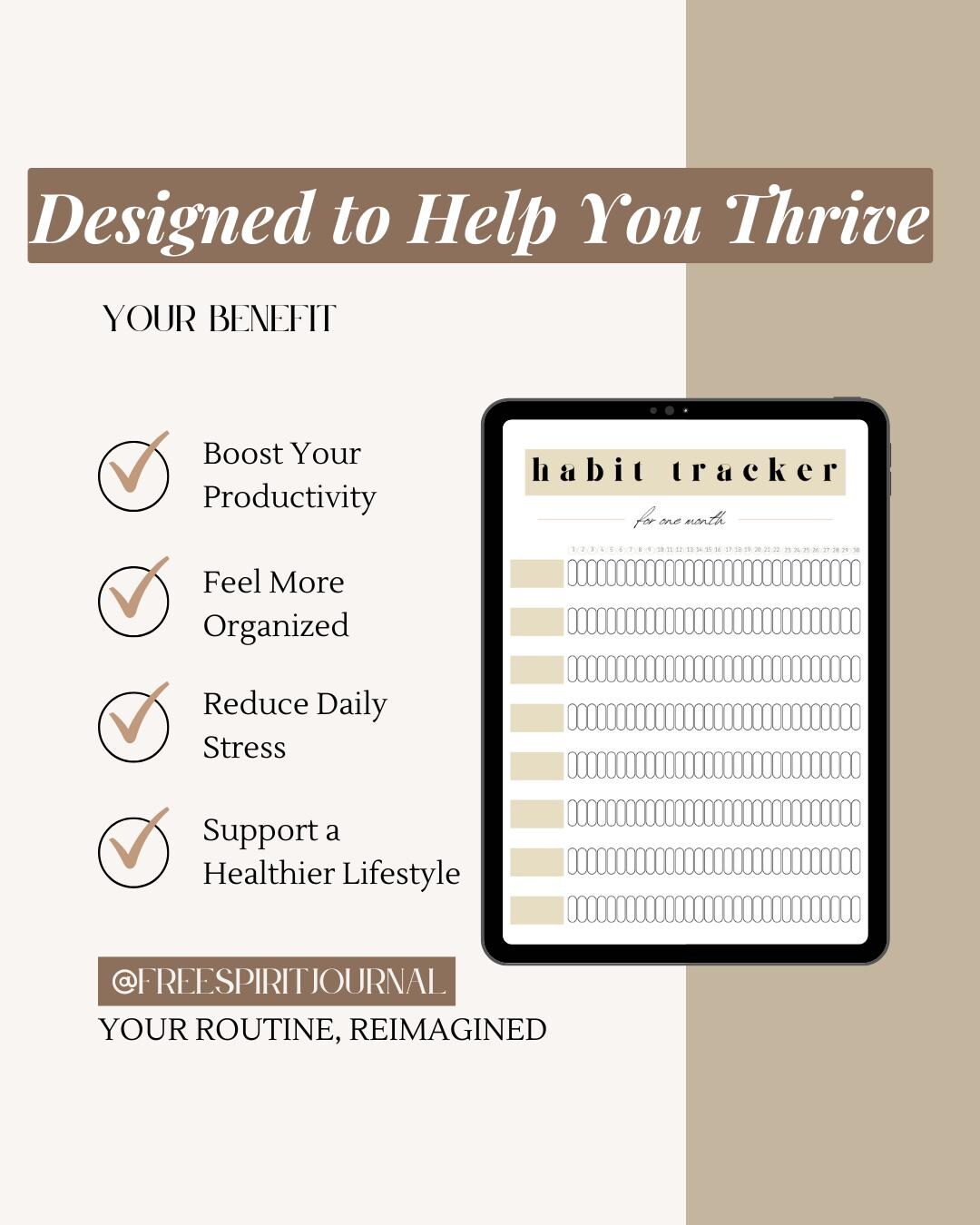 Monthly Habit Tracker PDF – Minimalist Digital & Printable Planner for ...