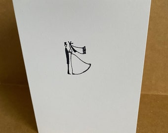 Handgestempelte Braut und Bräutigam Hochzeitskarte