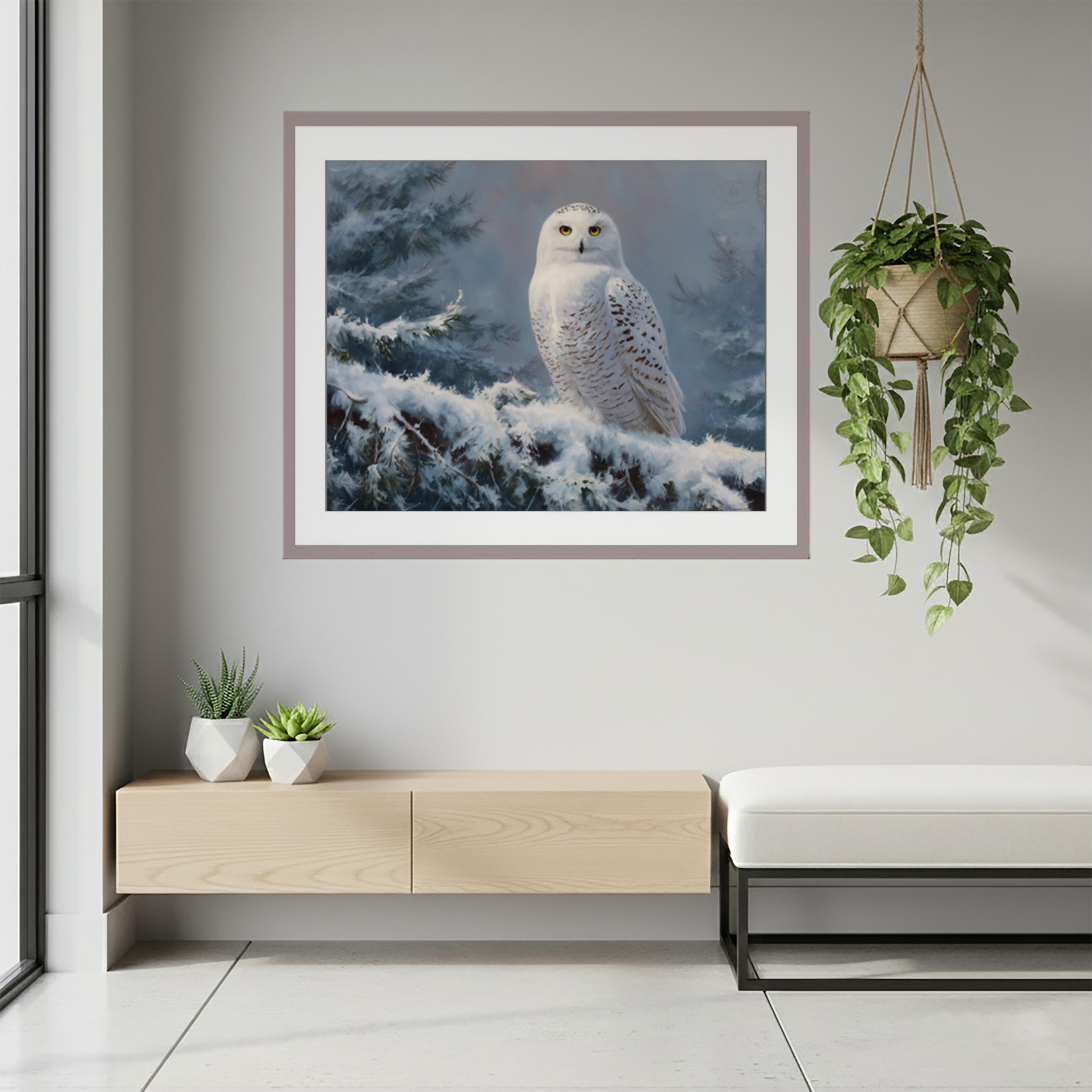 Majestic Snowy Owl Painting | Winter Wildlife Bird Portrait Art Print ...