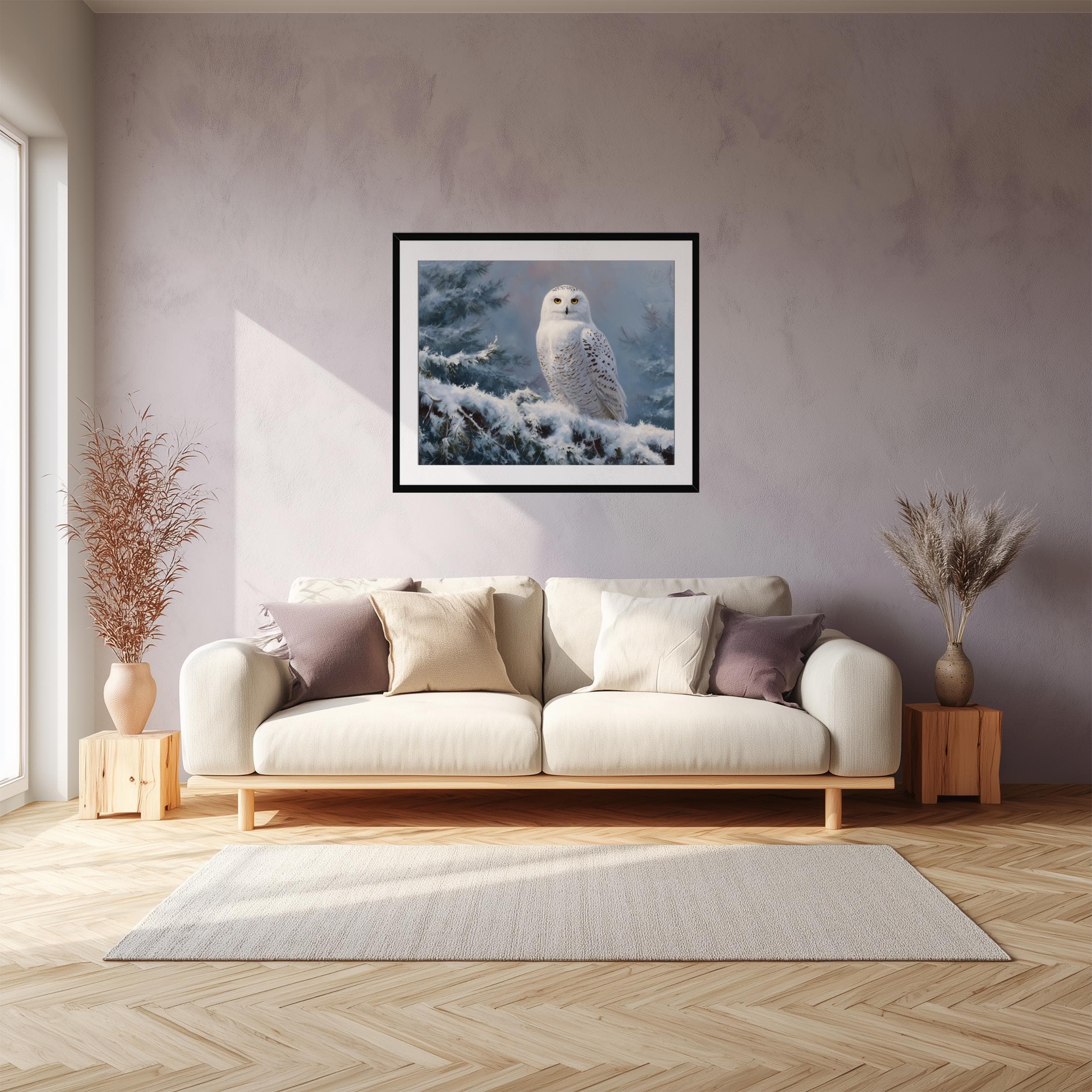 Majestic Snowy Owl Painting | Winter Wildlife Bird Portrait Art Print ...