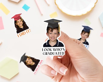 Personalized Graduation Face Stickers Custom Photo Grad Party Favors Preschool Kindergarten Graduation Labels Class of 2026 Decor Favor Tags