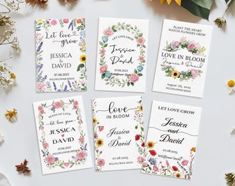 Wildflower Seed Wedding Favors Let Love Grow Personalized Seed Packets for Guests Custom Floral Wedding Favor Envelopes with Seeds Included