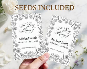 Personalized Memorial Wildflower Seed Packets Funeral Favors for Guests Celebration of Life Remembrance Gift