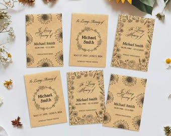 Memorial Seed Packets Funeral Favors Celebration of Life Gifts Personalized In Loving Memory Wildflower Seed Envelopes Custom Sympathy Favor