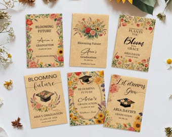 Graduation Wildflower Seed Packets Personalized Blooming Future Class of 2026 Grad Favors Custom Floral Seed Packet Garden Party Gift