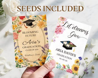 Personalized Graduation Seed Packets Wildflower Seeds Blooming Future Class of 2026 Graduation Party Favors Senior Gift Bulk
