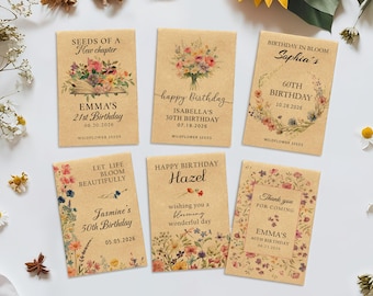 Personalized Wildflower Seed Packet Birthday Favors Eco Friendly Garden Gift for 30th 40th 50th Birthday