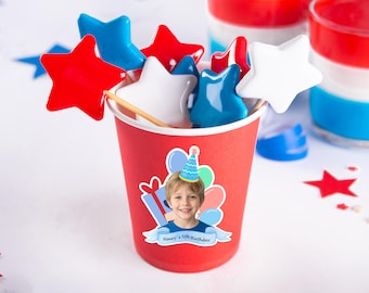 Custom Kids Birthday Stickers Personalized Die Cut Party Favor Labels for Boys Colorful Balloon Goodie Bag Seals Teen Birthday Decoration