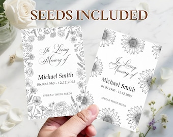 Memorial Seed Packets Funeral Favors Personalized Celebration of Life Gift In Loving Memory Sympathy Favor Wildflower Seeds Eco Friendly
