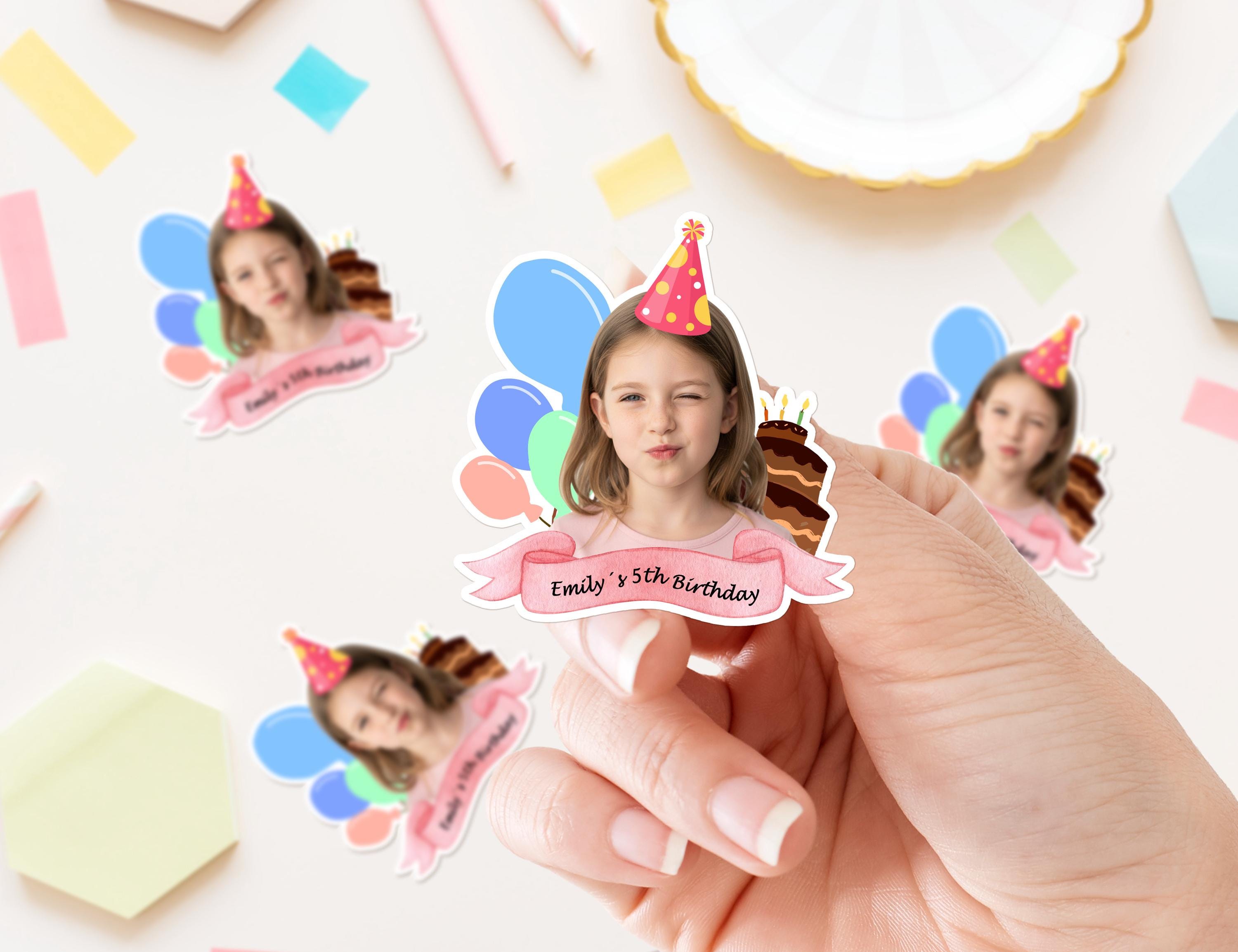 Custom Birthday Die Cut Sticker With Photo - Personalized Party Favor ...