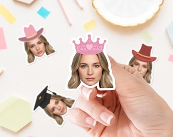 Custom Face Stickers for Birthdays Weddings Bachelorettes Graduations Family Parties, Personalized Photo Stickers, Custom Party Favors Tag