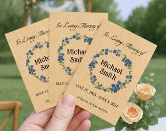 Forget Me Not Seed Packets for Memorial Service Personalized Celebration of Life Favors Seeds Included In Loving Memory Funeral Gift Set