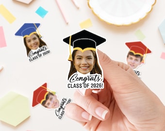 Custom Graduation Face Stickers Class of 2026 Personalized Photo Grad Party Favors Senior 2026 Gift Graduation Cap Tassel Decor Stickers