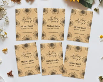 Personalized Sunflower Seed Packets for Funeral Memorial Favors In Loving Memory Celebration of Life Sympathy Gift Sets with Seeds Included