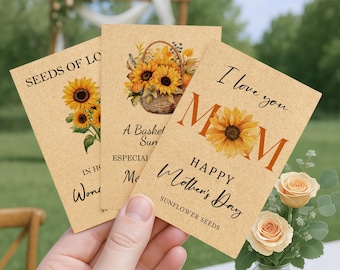 Custom Mother's Day  Sunflower Seed Packets, Personalized Mom Garden Favors, Mother Day Gifts for Grandma, Floral Party Favor