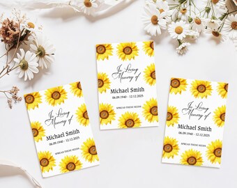 Sunflower Seed Packets Memorial Favors for Funeral Personalized Celebration of Life Seed Bags with Seeds Included In Loving Memory Gift