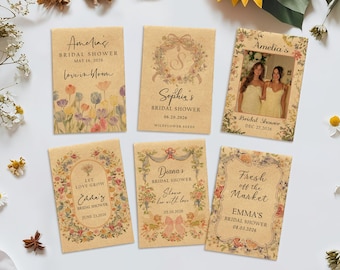 Personalized Wildflower Seed Packet Favors - Bridal Shower, Love in Bloom