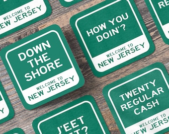 Welcome To NJ - New Jersey Slang Cork-back coaster
