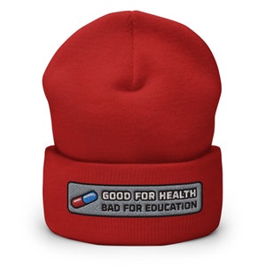 Good For Health Bad For Education - Embroidered Cuffed Beanie
