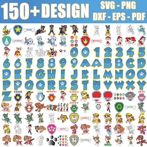 750+ Paw Patrol SVG PNG DXF Bundle, Paw Patrol Fon, Kids Birthday Designs, Cricut Files, Sublimation Clipartt, Digital Dowload