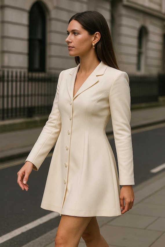 Elegant A-line Mini Dress: Long Sleeve Button-down Polyester - Etsy