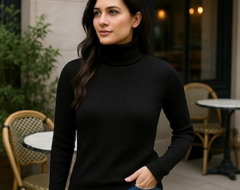 Gucci Tom Ford Era Vintage Women's Black Ribbed Cashmere