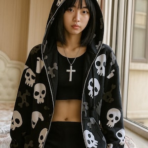 Y2K Hysteric リバーシブル　ジップアップパーカー　 PUNK Cyber y2k hoodie - Etsy 日本
