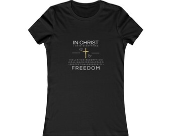 Camiseta con tipografía de cruz en Cristo / Camiseta de fe cristiana y libertad