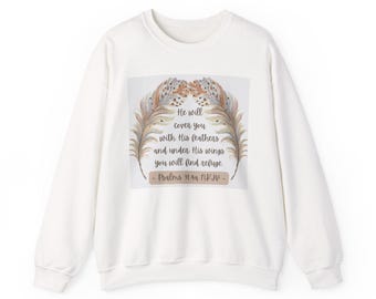 Sudadera con capucha y alas del Salmo 91 / Sudadera cristiana con cuello redondo y texto bíblico