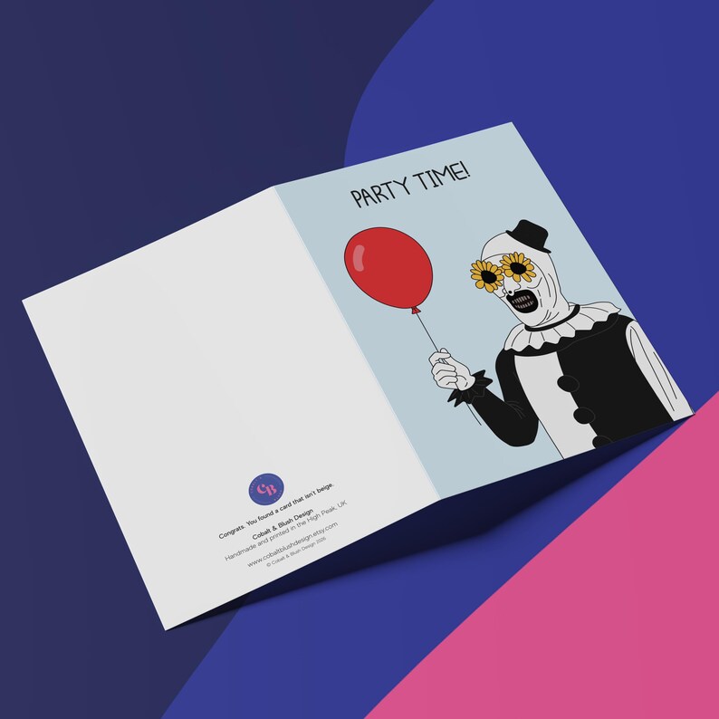 Terrifier Birthday Card – Horror Party Time Balloon Greeting – Dark ...
