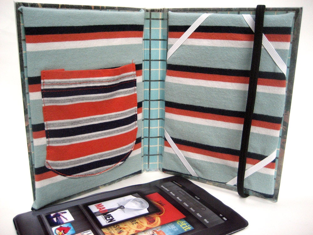 Retro Ereader Case Upcycled From Vintage Boys Detective Book, Stripes ...
