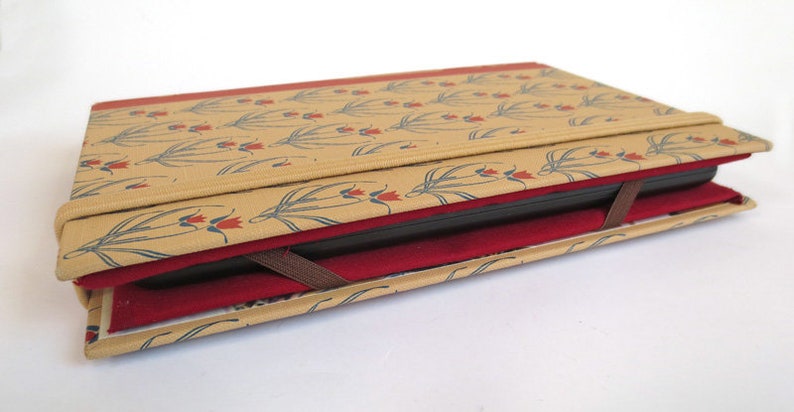 Hans Brinker Book Tablet Case Made from Vintage Hardback, Red Tulips on Front, Teal Lining, Fits iPad Mini, 7 inch Kindle Fire, Nook, LG Pad image 8