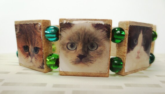 Bracelet De Scrabble Crazy Cat Lady Avec Des Photos De Visage Etsy