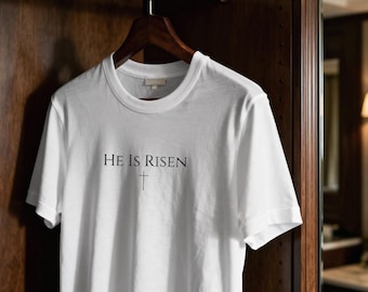 He Is Risen-shirt, christelijk paasshirt, Jezus opstanding-t-shirt