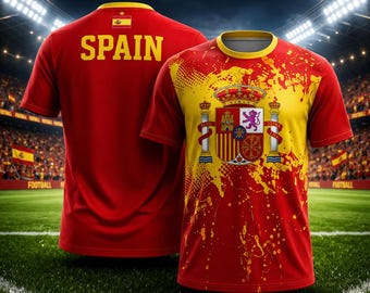 Maillot de football drapeau de l'Espagne pour homme - T-shirt de football respirant, respirant et à séchage rapide, imprimé en 3D, T-shirt de sport d'été décontracté de style national