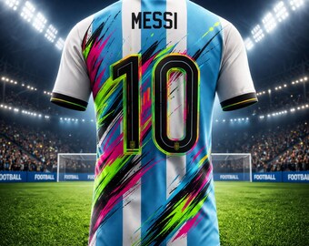 Camiseta de fútbol Messi nº 10 Graffiti Edición Especial 2026 – Camiseta de entrenamiento de fútbol transpirable de talla grande con estampado 3D para niños y adultos