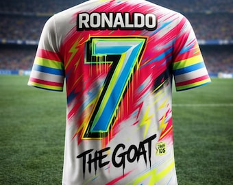 Camiseta de fútbol CR7 GOAT: Camiseta extragrande con diseño de IA para hombre