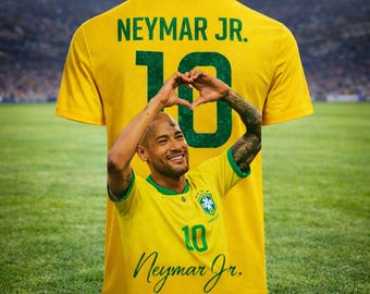 Camiseta de fútbol conmemorativa de Neymar (edición limitada): camiseta de aficionado con impresión 3D, transpirable y elegante para exteriores.