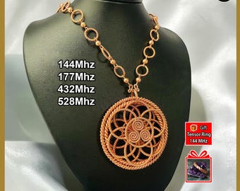Koperen ketting Flower of Life – Triskelion-hanger heilige geometrie | Tensor Energy-sieraden