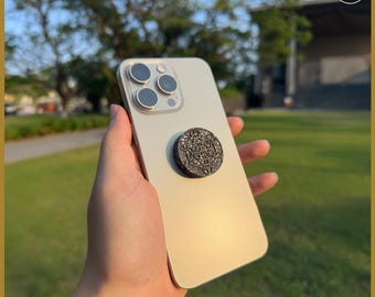 Metatron orgonite telefoonschijf – handgemaakte shungiet- en kristalharssticker voor telefoon, laptop of zak | Cadeau technisch accessoire EMV-bescherming