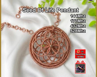 Koperen hanger Flower of Life – Heilige Geometrie en Solfège-energie