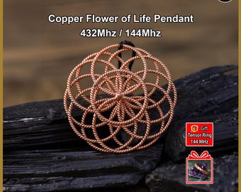 Kosmische Flower of Life koperen hanger – 432 MHz frequentie | Energieketting Heilige Geometrie