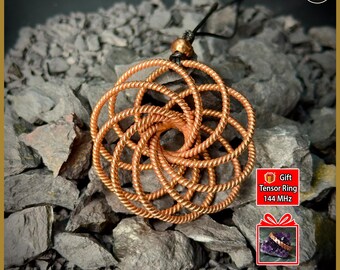 Tensorring Flower of Life Vortex 432 MHz – Handgemaakte koperen energiehanger